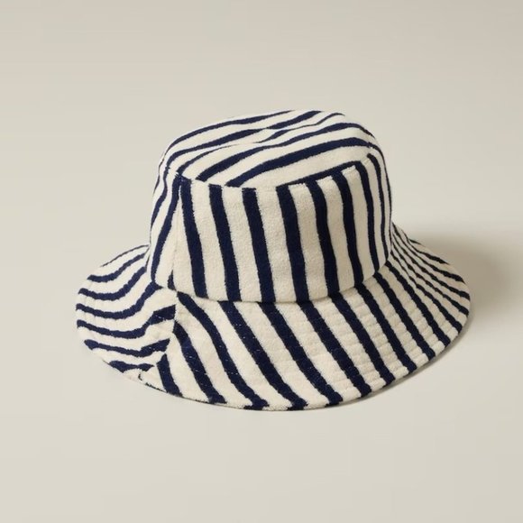 Love & Lore Accessories - Love & Lore Terry Indigo Navy Blue & Off White Striped Bucket Hat